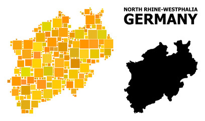 Gold Square Pattern Map of North Rhine-Westphalia State