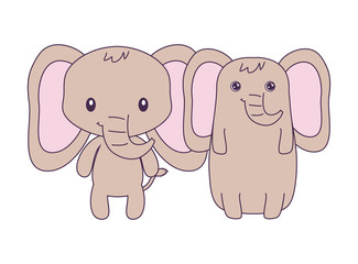 cute elephants animals isolated icon