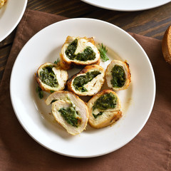 Stuffed chicken fillet with spinach and cheese