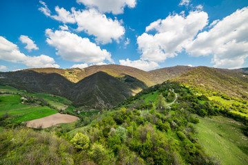Mountain in Serbia ( serbian: Sokolska planina ) near the town of Krupanj. Beautiful nature in Serbia. Photographed from the air.