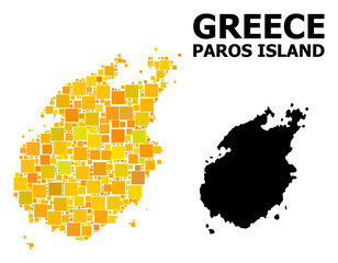 Gold Square Mosaic Map of Paros Island