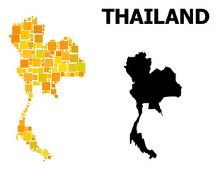 Fototapeta na wymiar Gold Square Mosaic Map of Thailand