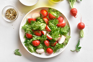 Radish salad with lettuce leaves