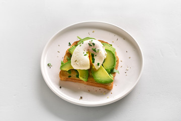 Poached eggs on toasted bread