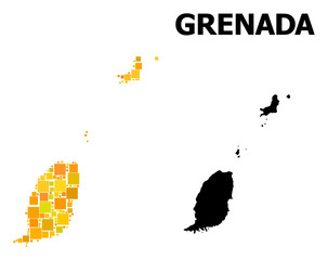 Gold Square Pattern Map of Grenada Islands