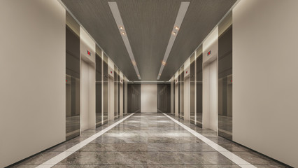 illustration of modern office lift lobby © allensima