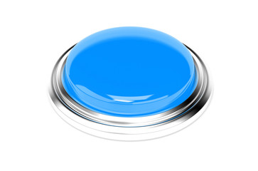 Blue push button. 3d rendering illustration isolated