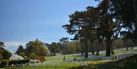 Fototapeta na wymiar San Francisco National Cemetery in Presidio Park of May 2, 2017, California USA