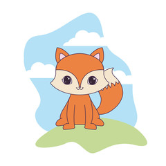 cute fox animal in landscape natural