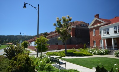 Impressions from Presidio Park in San Francisco at the Golden Gate Bridge of May 2, 2017, California USA