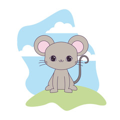 cute mouse animal in landscape natural