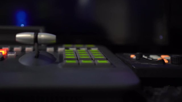 Broadcast video mixer Tv studio production vision switcher close-up