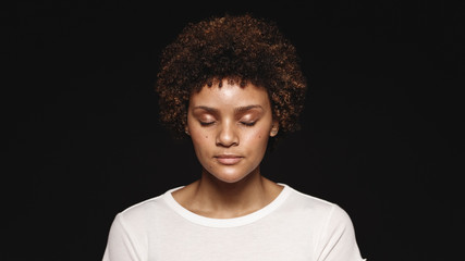 Young woman with curly hair