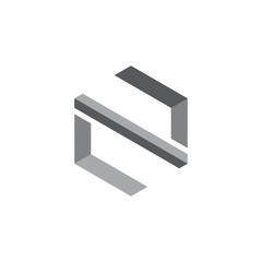 letter n simple geometric logo vector