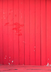 red wooden wall and red wooden floor