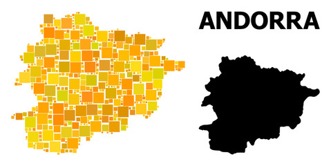 Gold Square Pattern Map of Andorra