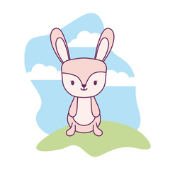 Fototapeta premium cute rabbit animal in landscape natural isolated icon