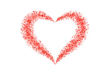 Heart confetti isolated white background. Fall red confetti, heart-shape. Valentine day holiday, romantic wedding border card. Valentines decoration frame. Greeting love design. Vector illustration