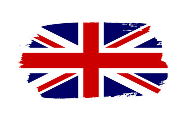 Fototapeta na wymiar Great Britain flag. Jack UK grunge flag isolated white background. English United Kingdom design. British national symbol England country, patriotism. Graphic sketch brush stroke. Vector illustration