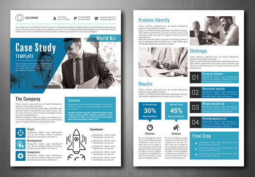Business Case Study Layout with Blue Accents