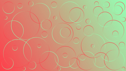 Light green and rose  illustration, which consists of circles of different sizes. Gradient design for your product design: advertising, banners, posters,  etc... Illustration.