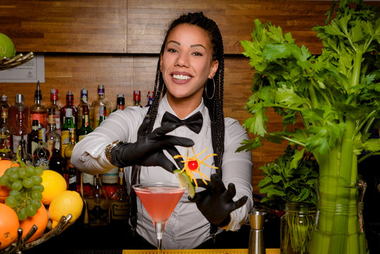 Professional Team Of Young Bartenders Working