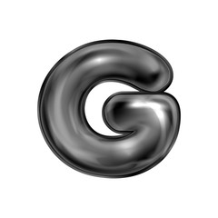 Black latex inflated alphabet symbol, isolated letter G