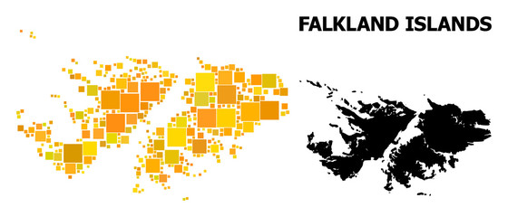 Obraz premium Golden Square Pattern Map of Falkland Islands