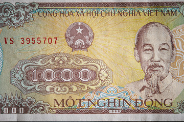 1000 Vietnamese dong banknote background 