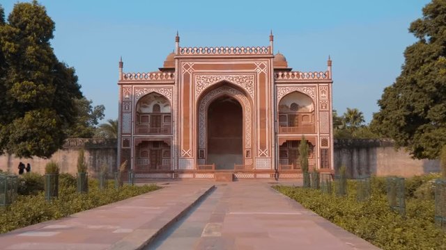 Agra Red Fort is the famous national landmark in Agra, India. Other name is lal Kila. Shot in motion