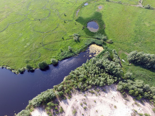 Aerial view of the Saburb landscape (drone image). Near Kiev, Ukraine 