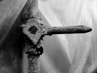 Old gas pipe faucet in the close-up