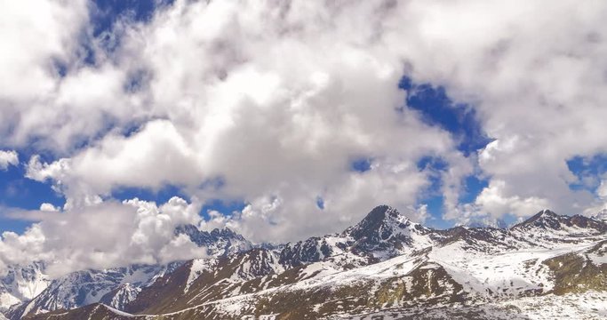 View of Himalayan mountains and sky from Cho La Pass, 5,420 metres (17,782 ft), Nepal.