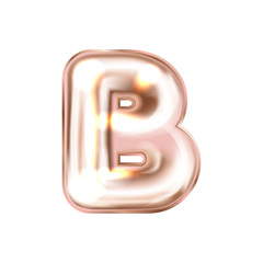 Perl pink foil inflated alphabet symbol, isolated letter B