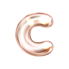 Perl pink foil inflated alphabet symbol, isolated letter C