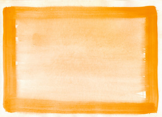 orange frame watercolor background for layouts, illustrations, banners, place for text.