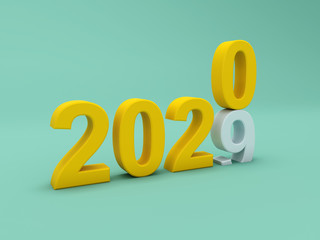 New Year 2020 concept - 3D Rendered Image