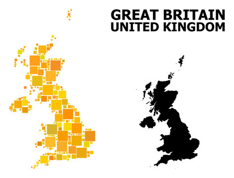 Gold Square Pattern Map of United Kingdom