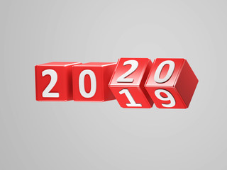 New Year 2020 concept - 3D Rendered Image
