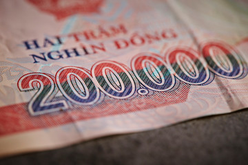 200000 Vietnamese dong banknote background