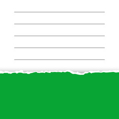Obraz premium Green torn paper. Preparation for an inscription, a cover, registration, design.Torn paper with copy space for your text. Illustration.