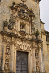 18th century sculptures at the front door of Saint Peter Church in Arcos de la Frontera Spain