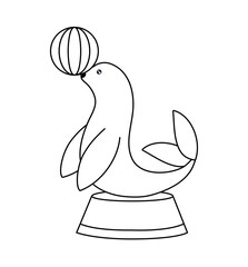 seal animal circus with ball isolated icon