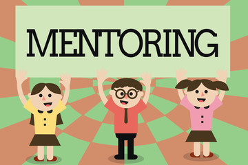 Writing note showing Mentoring. Business photo showcasing To give advice or support to a younger less experienced demonstrating.