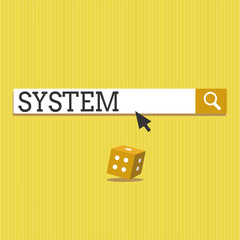 Text sign showing System. Conceptual photo set of things working together as parts mechanism or network.