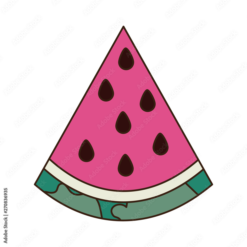 Sticker portion of watermelon and white background