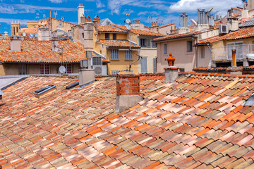Aix-en-Provence. View of the tiled roofs of the old city.