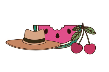 delicious tropical fruits of summer on white background