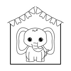 cute elephant with garlands hanging