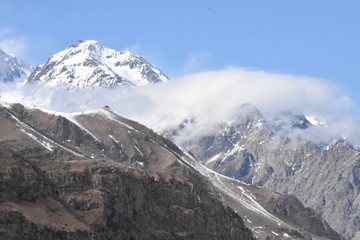 Obraz premium Caucasus Mountain Detail with Low Wisp of Cloud, Georgia